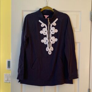 Lilly Pulitzer Blue Graphic Tunic with Mandarin Collar